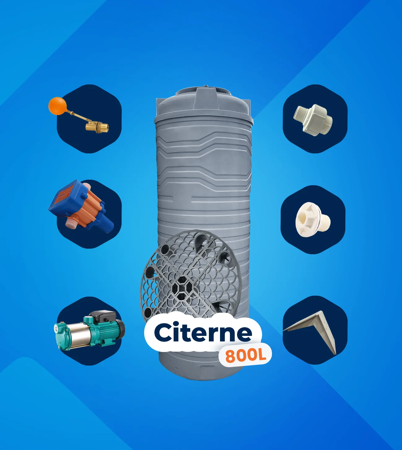 Pack citerne 800 L silencieux – kit complet stockage d’eau